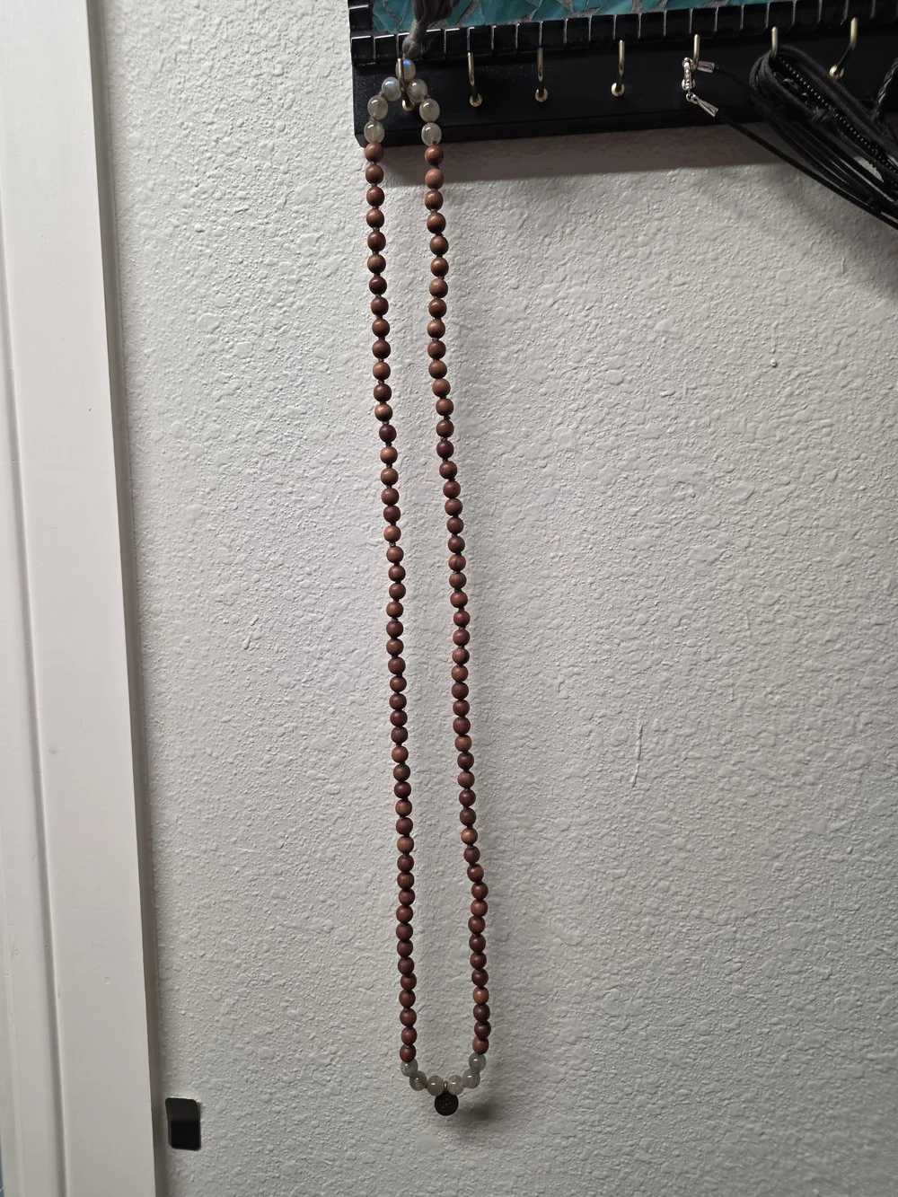 Wood & Labradorite Lotus Mala